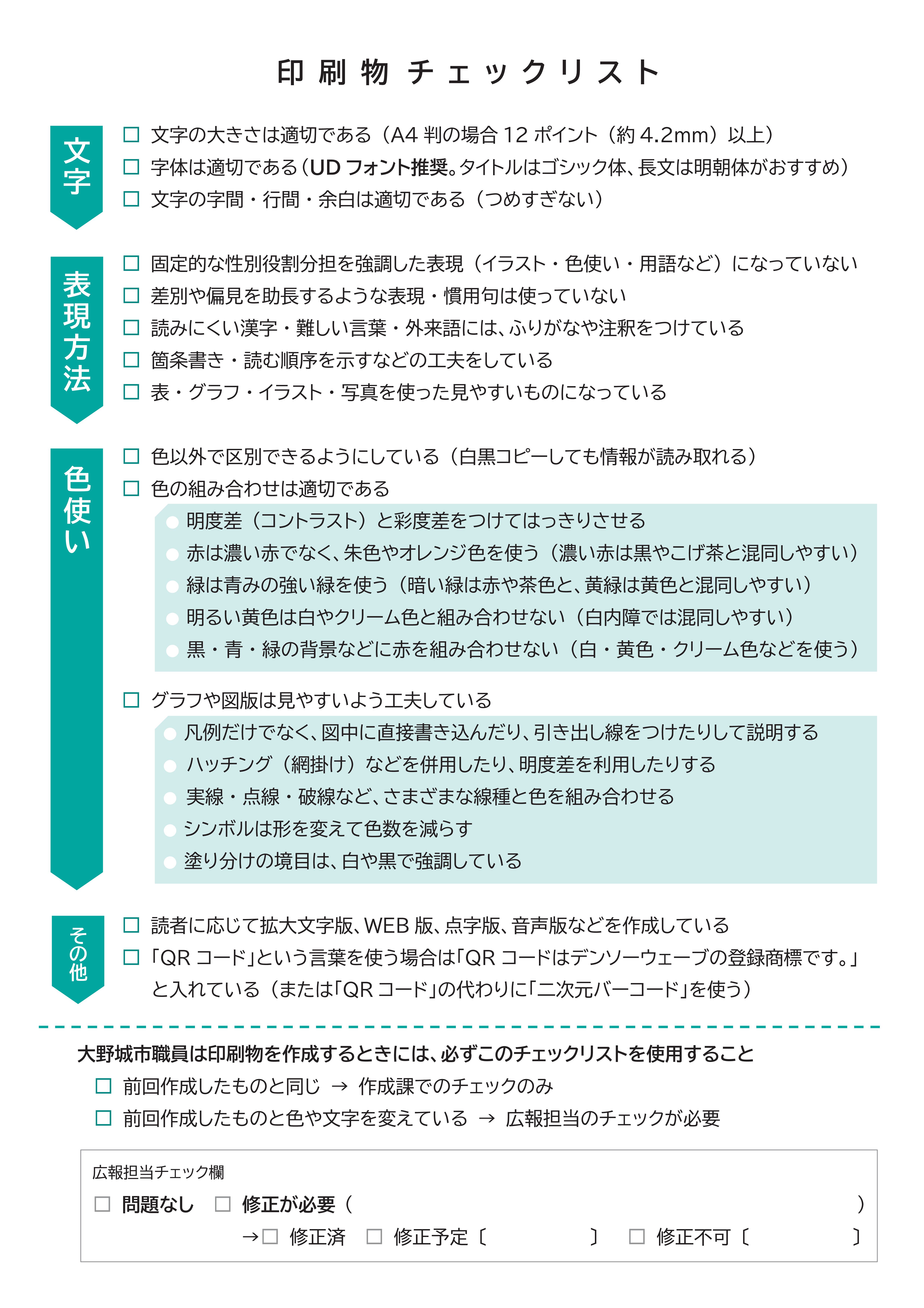 印刷チェックリスト