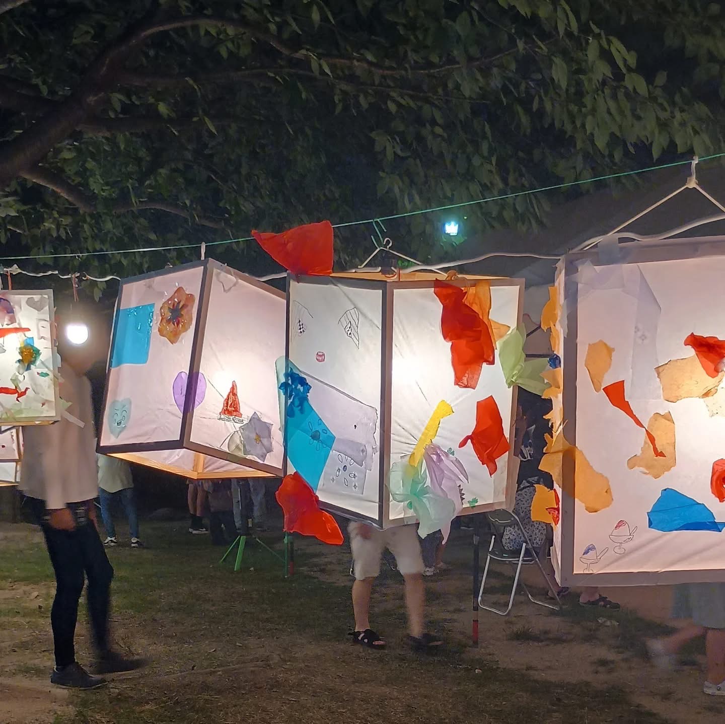 夏祭りで飾った手作り提灯