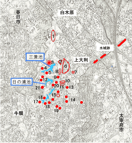 上大利遺跡地図