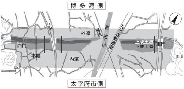 水城をめぐる（内濠）の地図